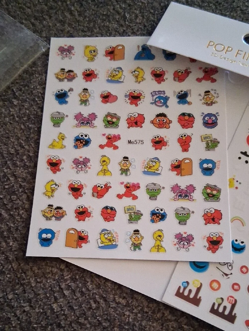 Pop Finger 3D Design Nail Stickers Includes 6 Sheets